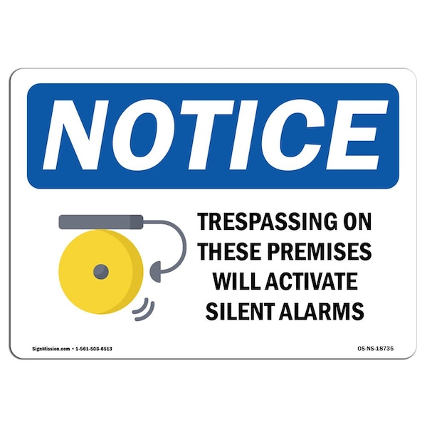 Signmission OSHA Sign, 18" H, 24" W, Rigid Plastic, Trespassing On These Premises Sign With Symbol, Landscape OS-NS-P-1824-L-18735 - main